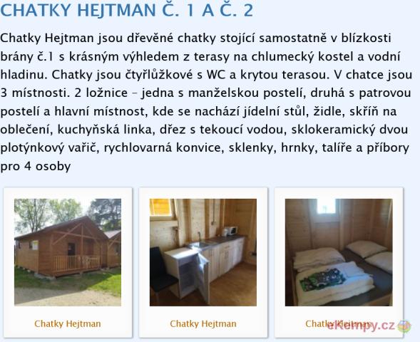 Kemp Hejtman Jih, Chlum u Třeboně Kemp Hejtman Jih